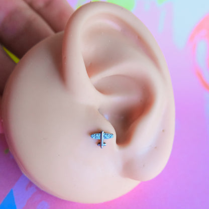 Titanium airplane zircon flatback