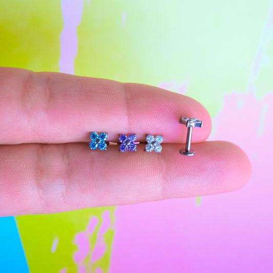 Titanium 4 petals flower zircon flatback