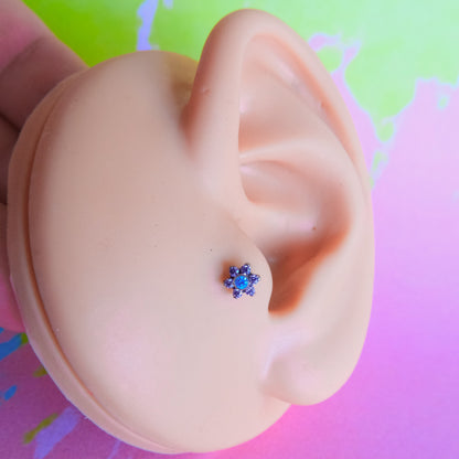 Titanium 6 petals flower zircon flatback