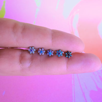 Titanium 6 petals flower zircon flatback