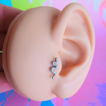 Titanium textured snake threadless flatback