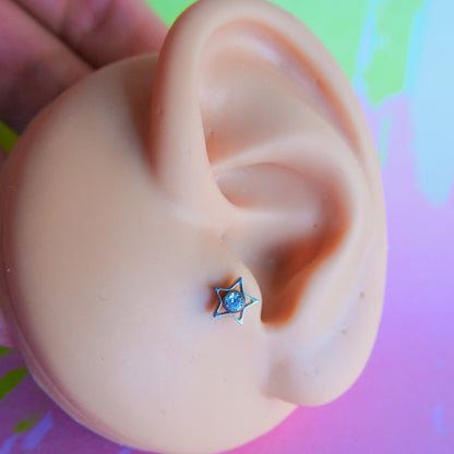 Titanium star with zircon internally threaded flatback