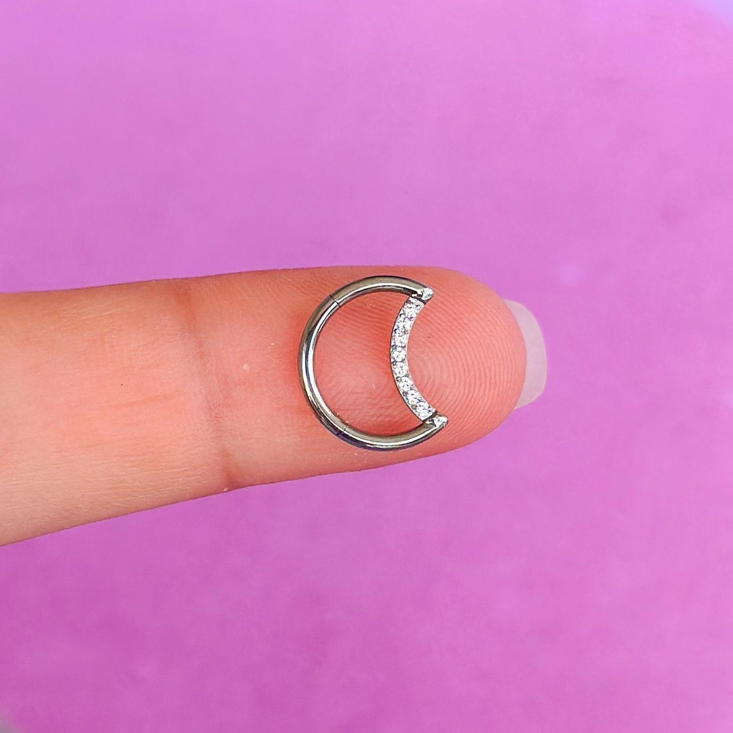 Titanium moon zircon front hinged segment