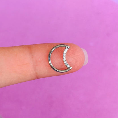 Titanium moon zircon front hinged segment