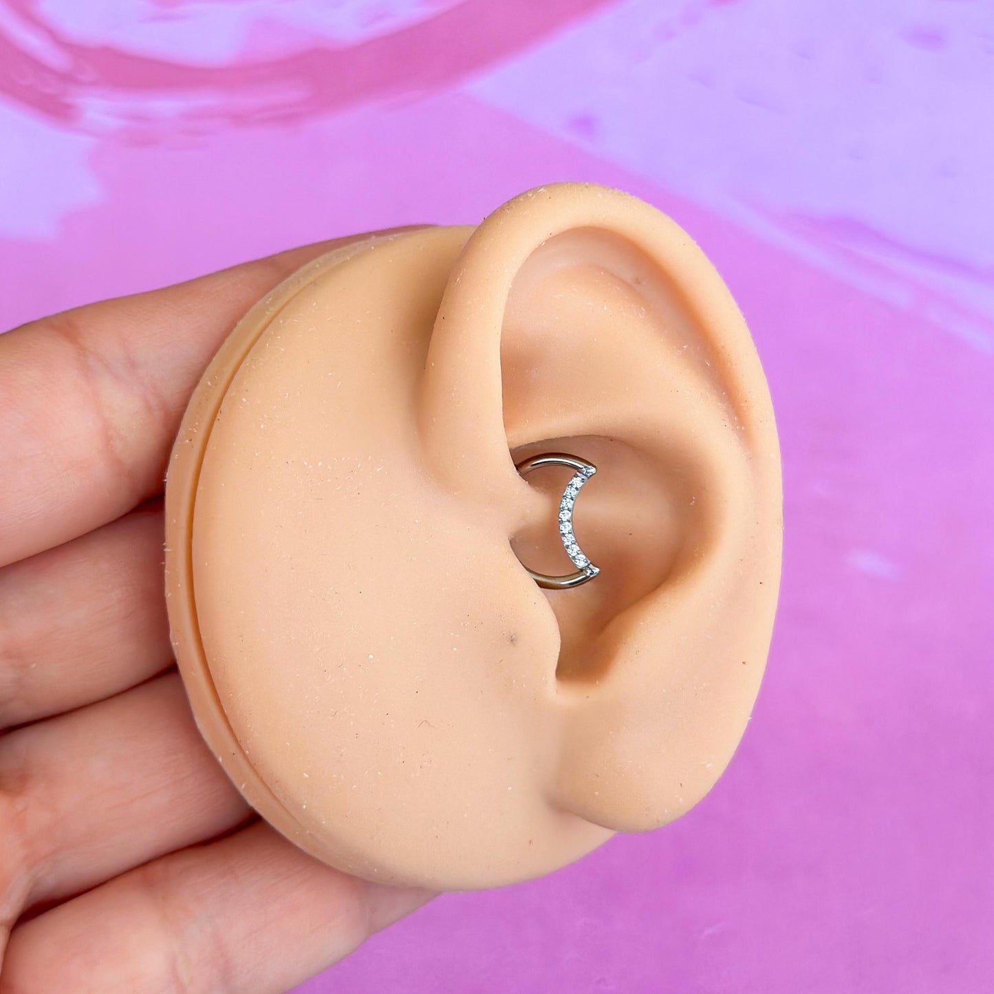 Titanium moon zircon front hinged segment