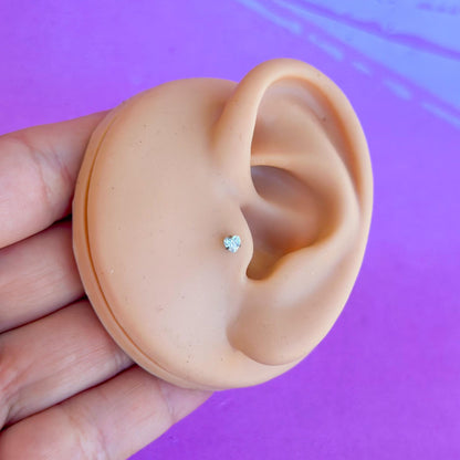 Titanium heart zircon internally threaded flatback