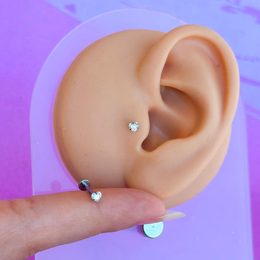 Titanium heart zircon internally threaded flatback