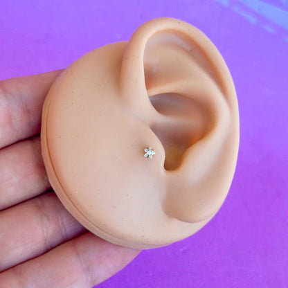 Titanium star zircon internally threaded flatback