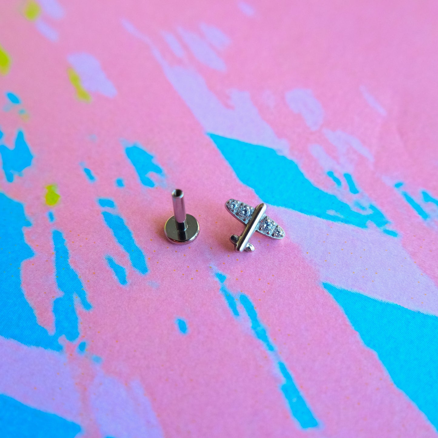 Titanium airplane zircon flatback