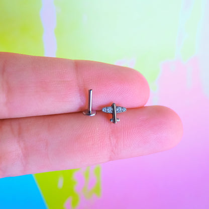 Titanium airplane zircon flatback