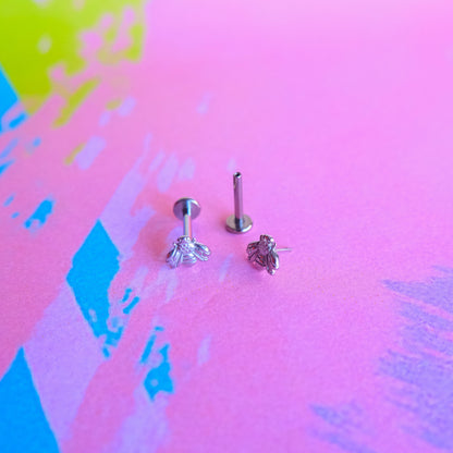 Titanium bee threadless flatback