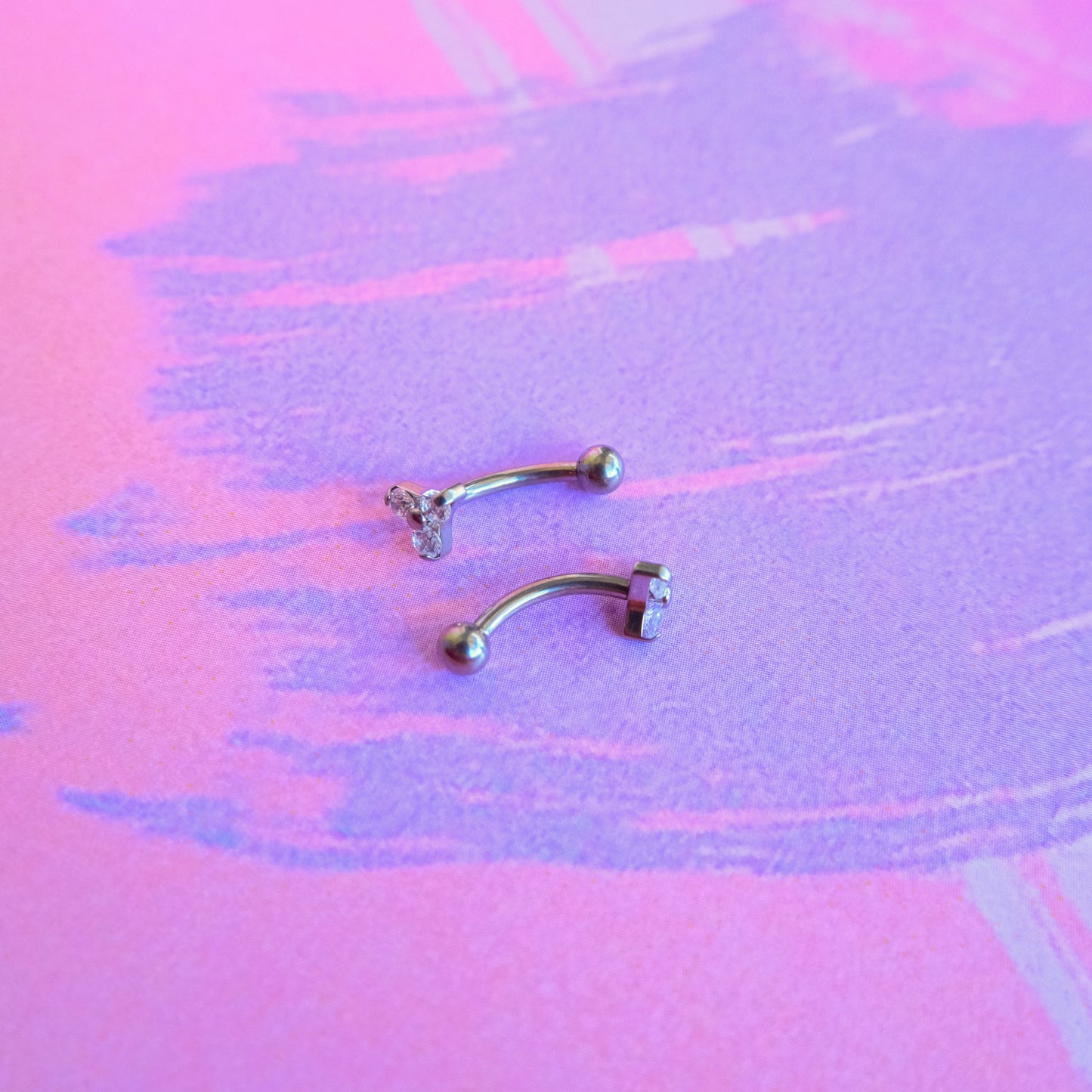 Titanium zircon trinity curved barbell