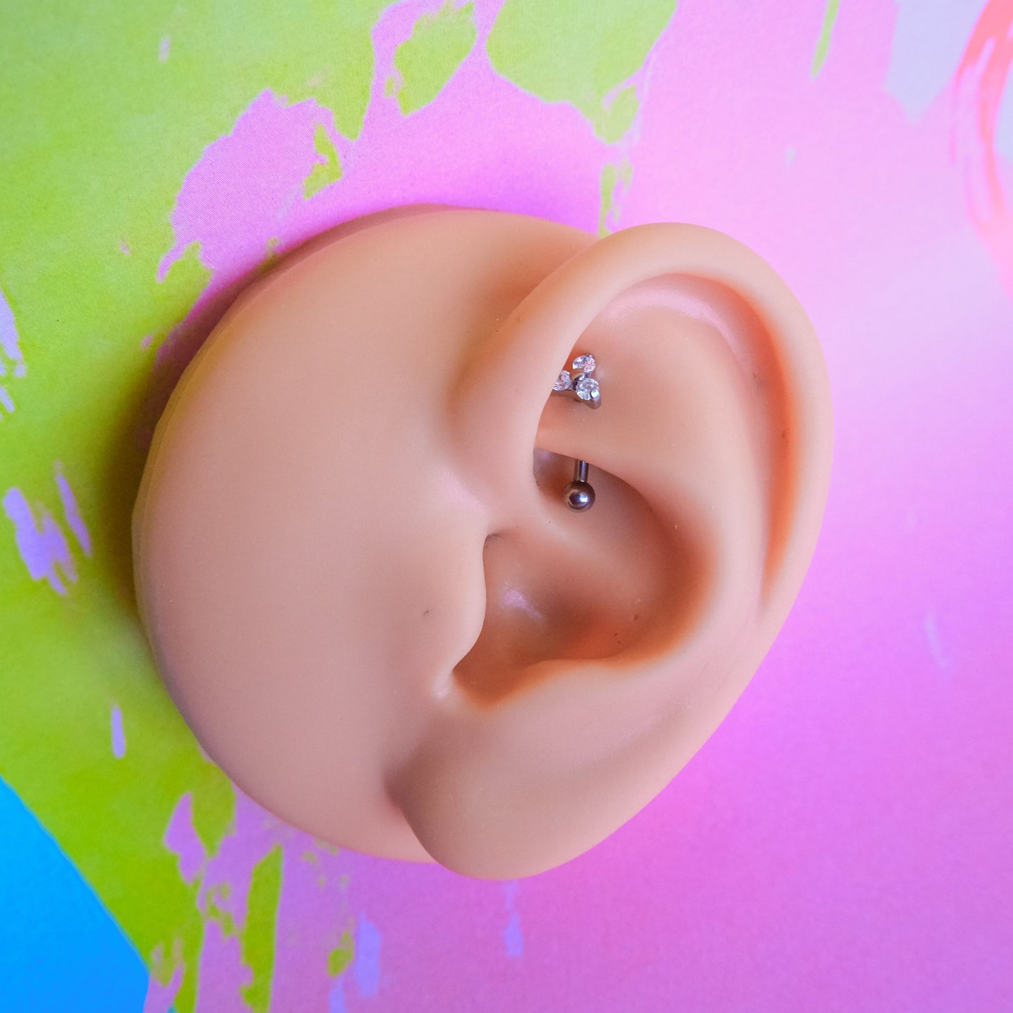 Titanium zircon trinity curved barbell