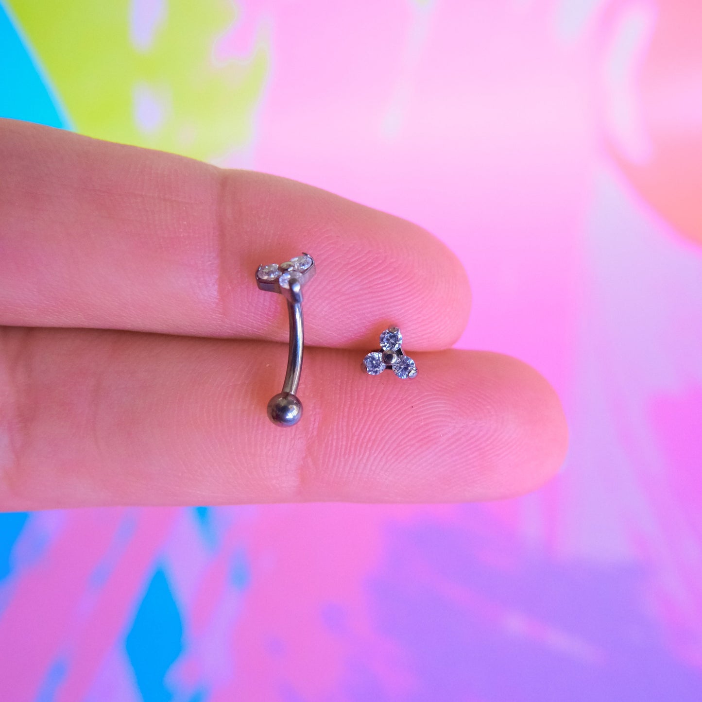 Titanium zircon trinity curved barbell