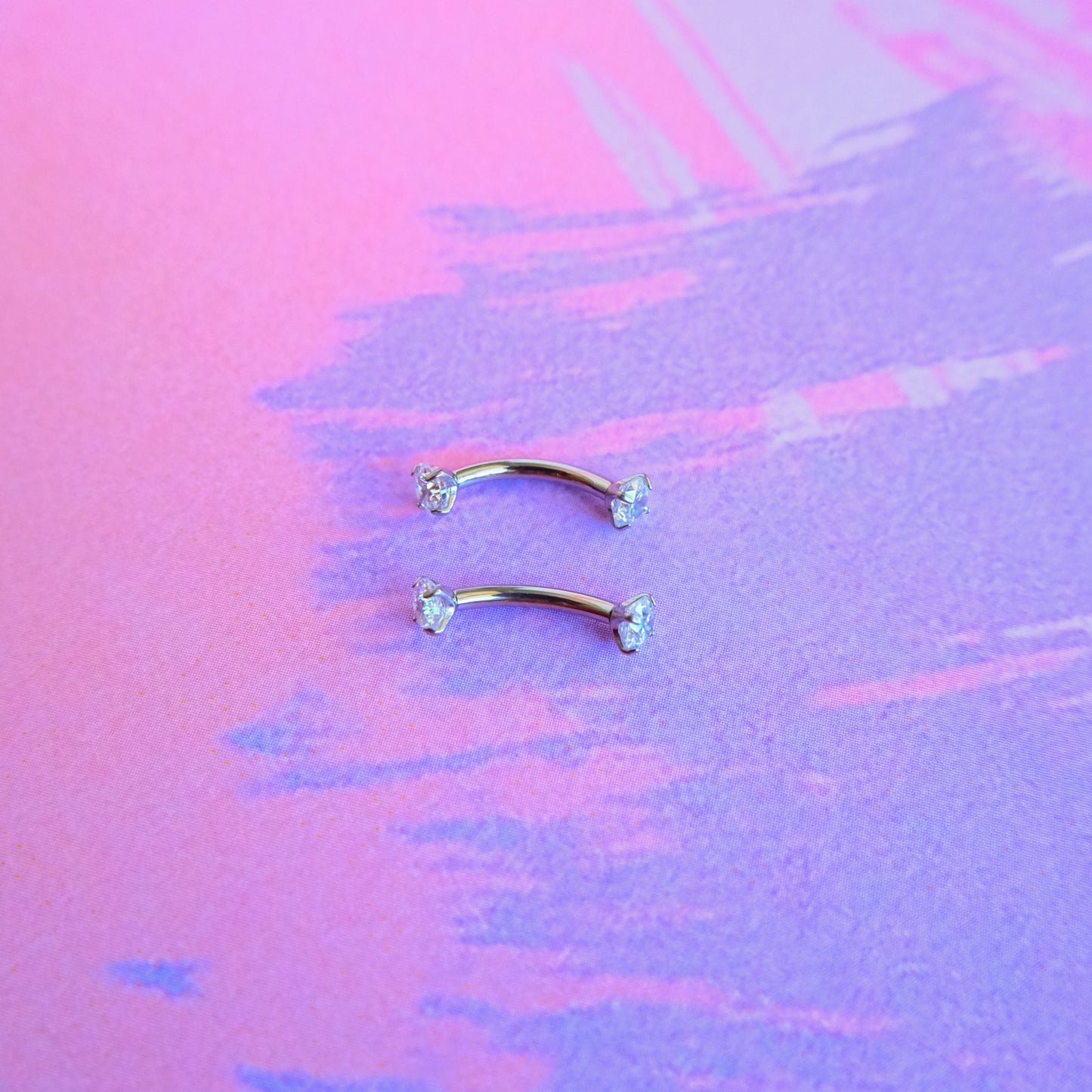 Titanium zircon internally threaded curved barbell