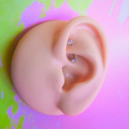 Titanium zircon internally threaded curved barbell