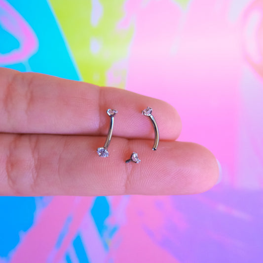 Titanium zircon internally threaded curved barbell