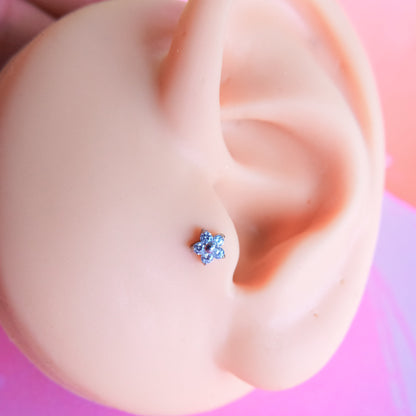 Titanium 5 petals flower zircon flatback