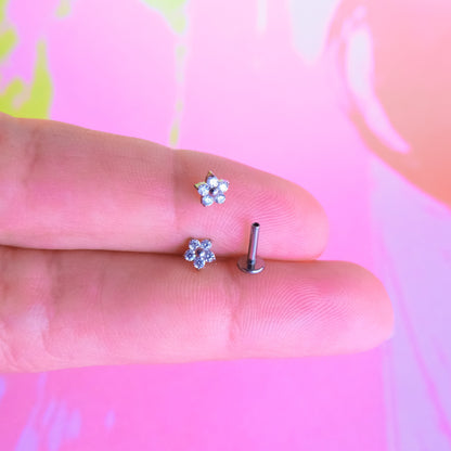 Titanium 5 petals flower zircon flatback