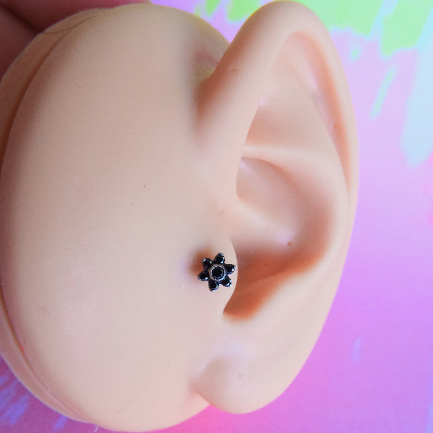 Titanium 6 petals flower zircon flatback