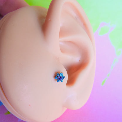 Titanium 6 petals flower zircon flatback