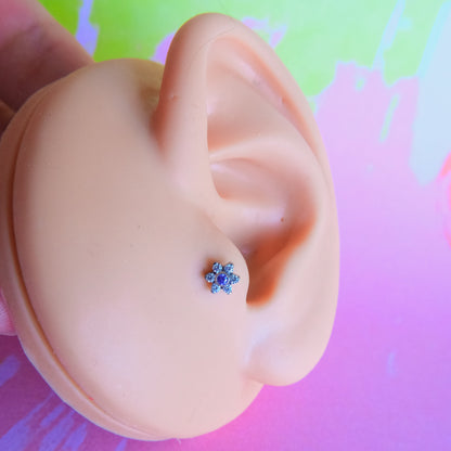 Titanium 6 petals flower zircon flatback