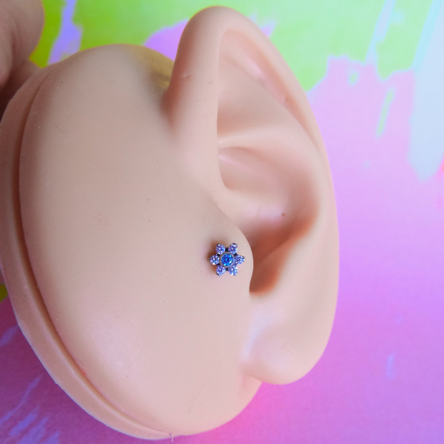 Titanium 6 petals flower zircon flatback