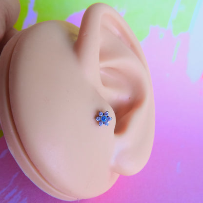 Titanium 6 petals flower zircon flatback