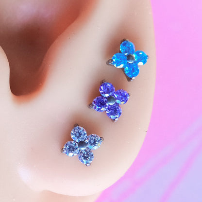 Titanium 4 petals flower zircon flatback
