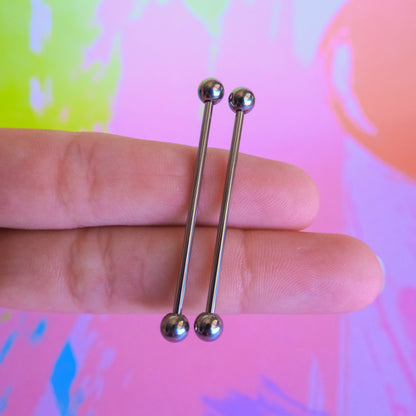 Titanium internally threaded industrial basic barbell