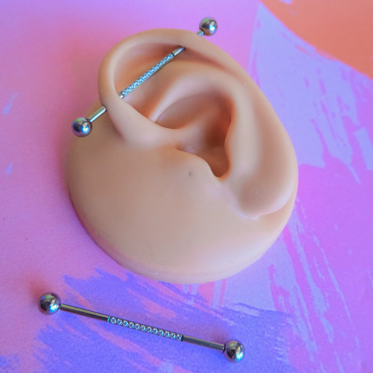 Titanium internally threaded industrial zircons barbell