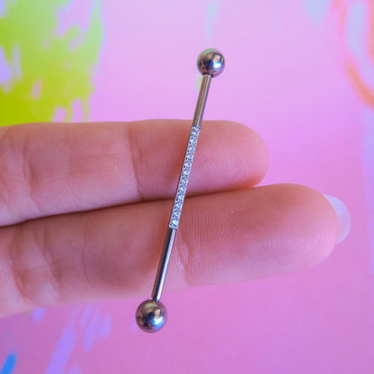 Titanium internally threaded industrial zircons barbell