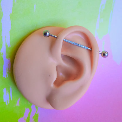 Titanium internally threaded industrial zircons barbell