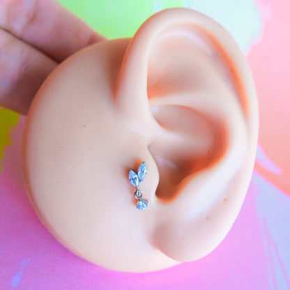 Titanium double marquise zircon dangle flatback