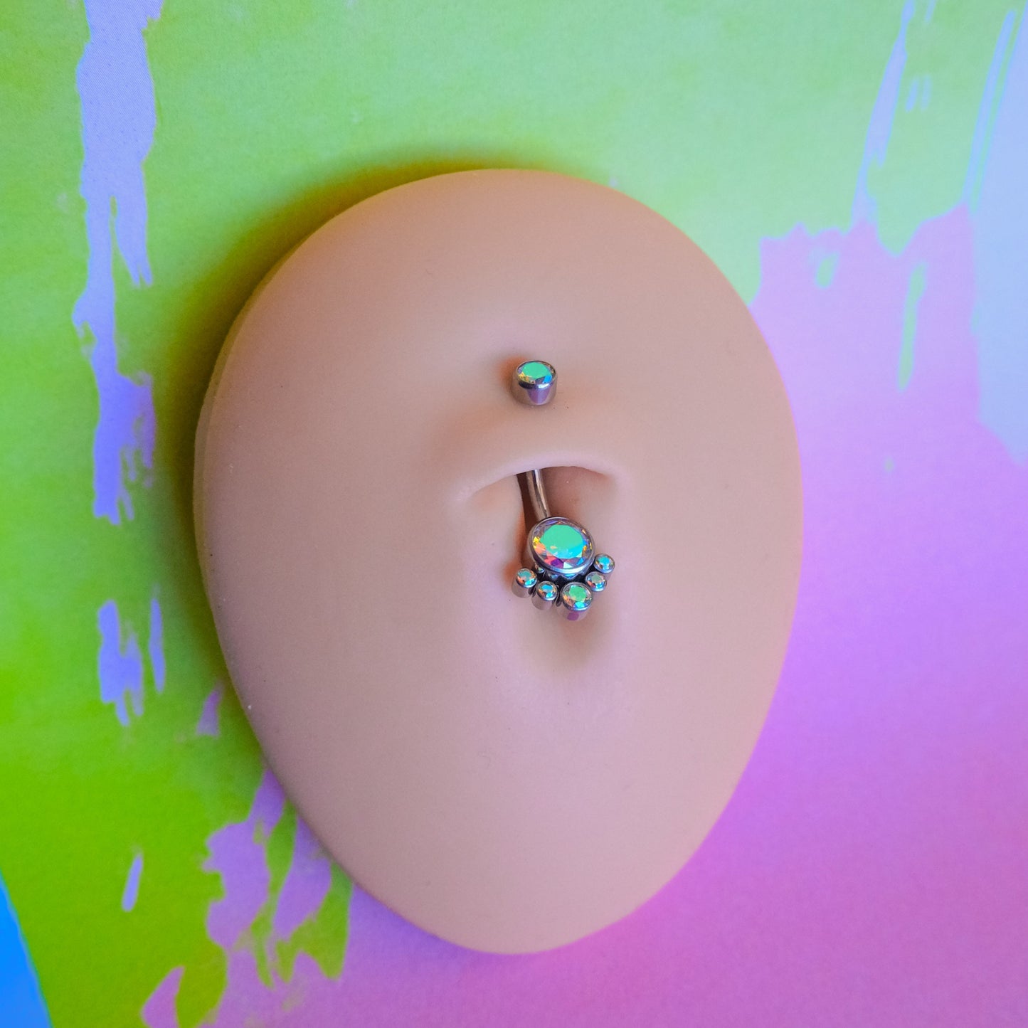 Titanium internally threaded navel 5 zircon mini belly