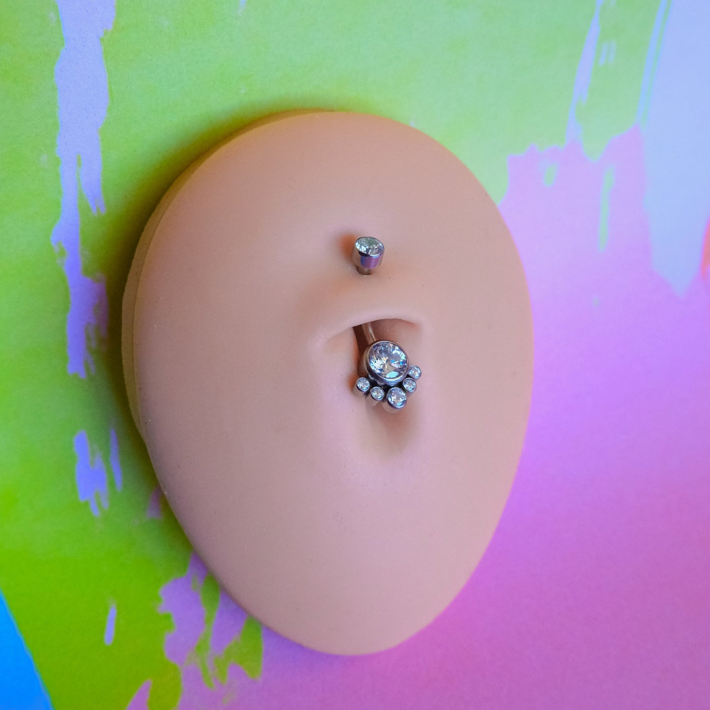 Titanium internally threaded navel 5 zircon mini belly