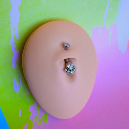 Titanium internally threaded navel 5 zircon mini belly