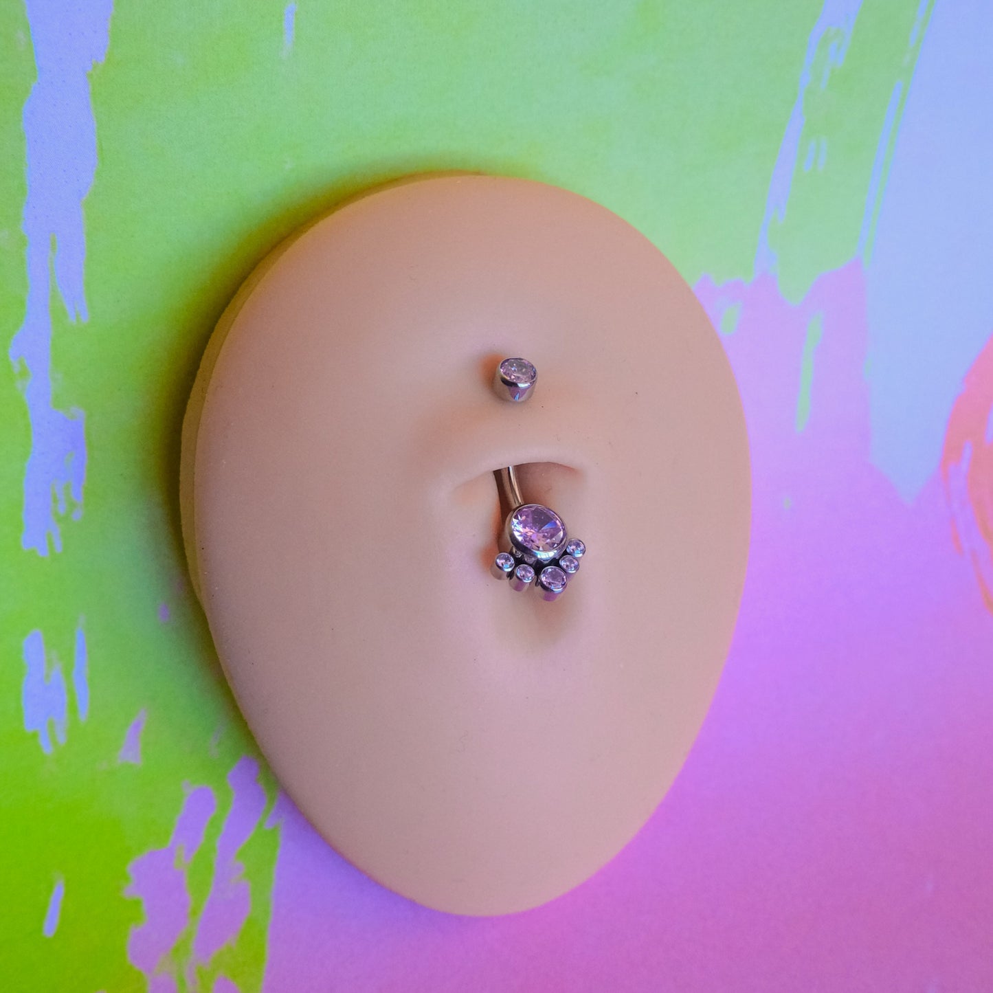 Titanium internally threaded navel 5 zircon mini belly