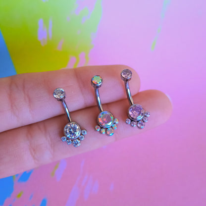 Titanium internally threaded navel 5 zircon mini belly