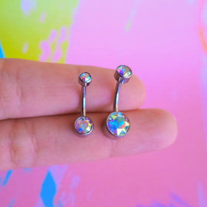 Titanium internally threaded navel zircon belly