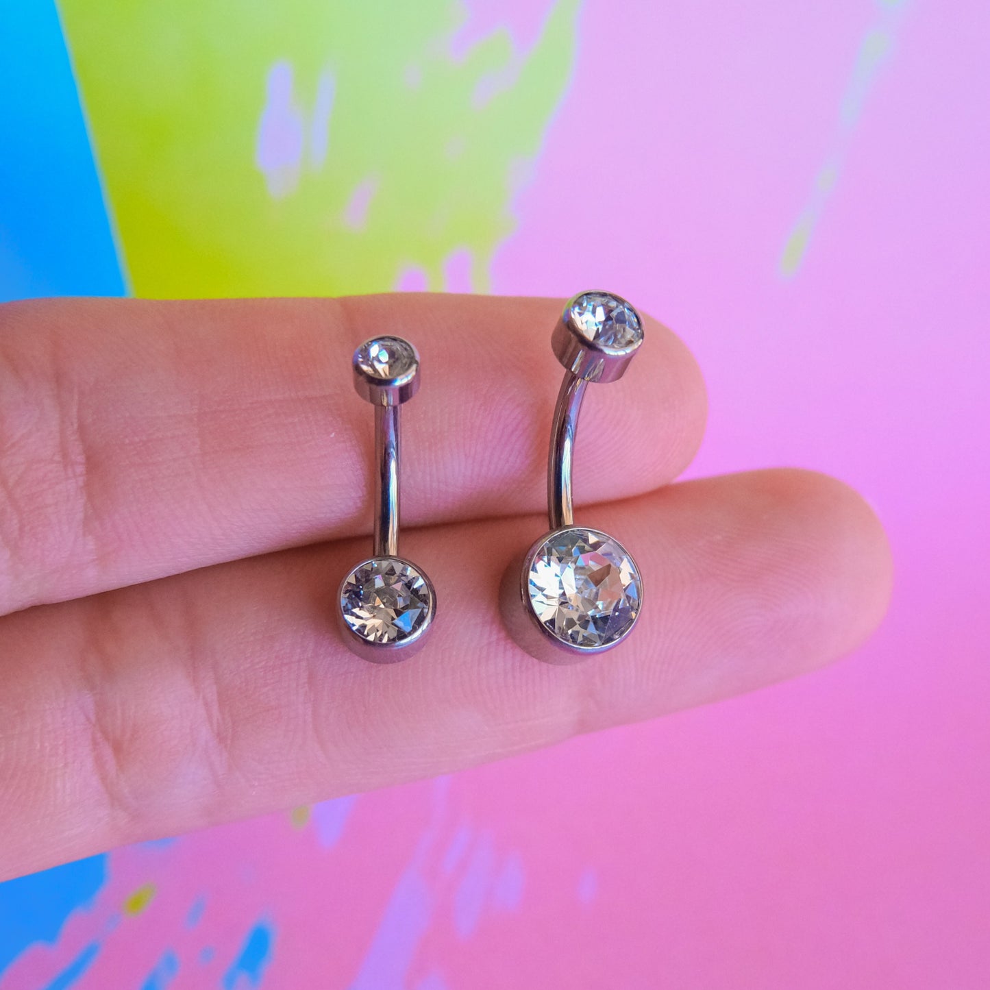 Titanium internally threaded navel zircon belly
