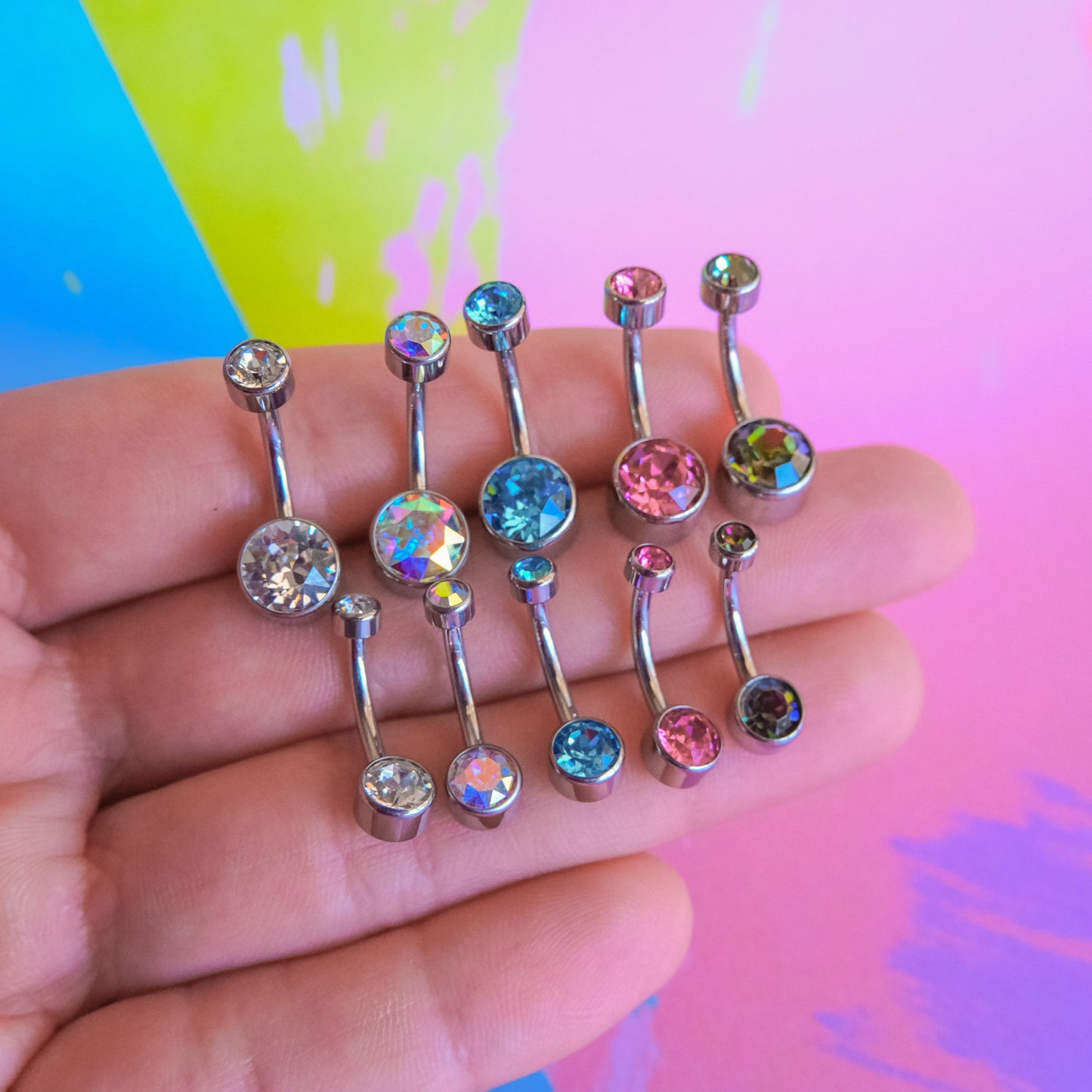 Titanium internally threaded navel zircon belly