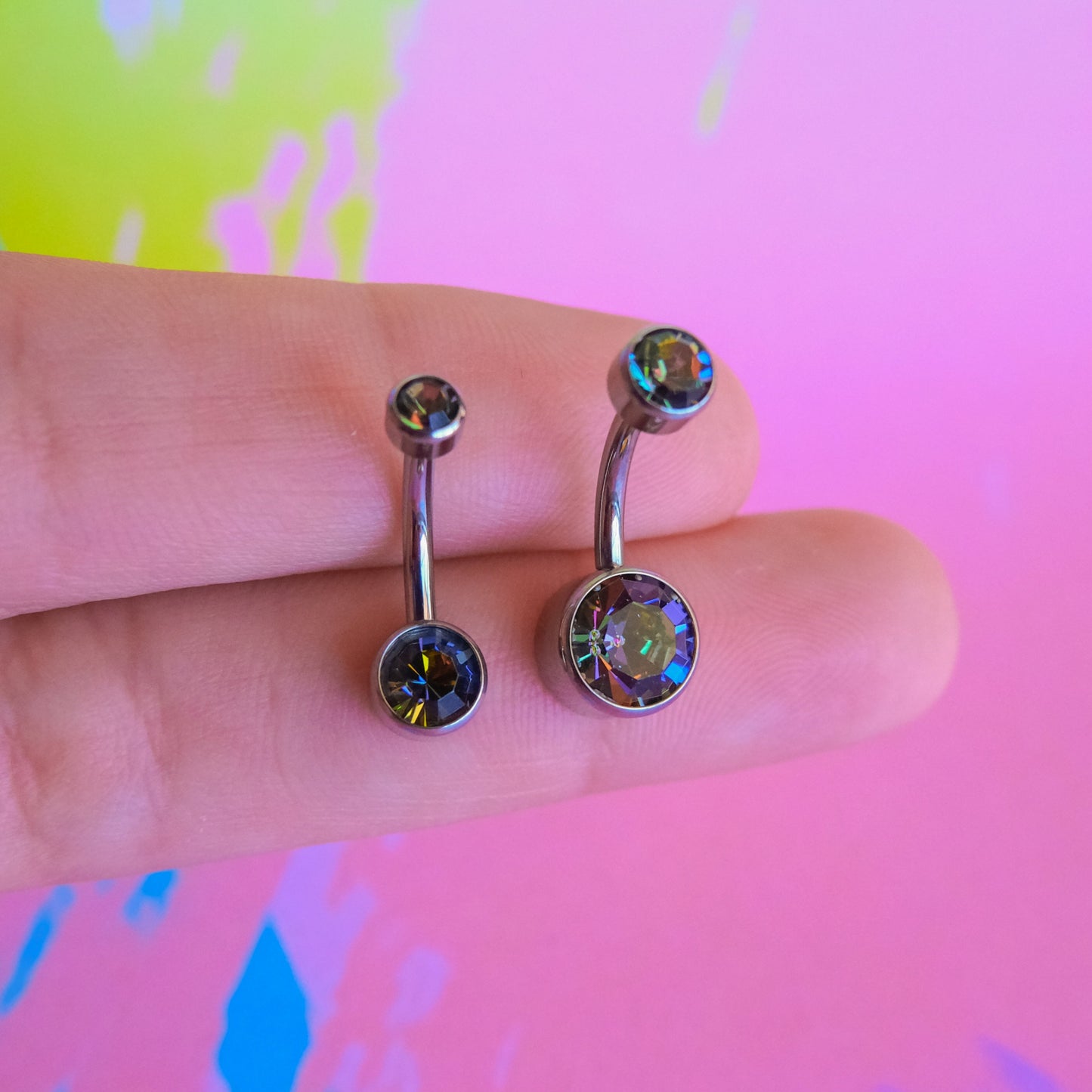 Titanium internally threaded navel zircon belly